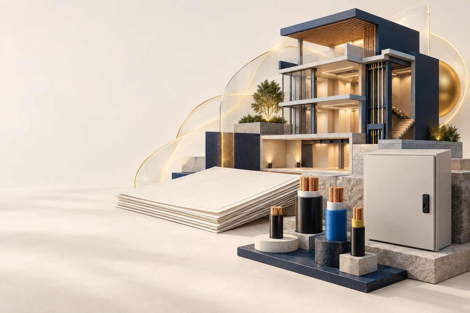 Ilustração conceitual de arquitetura, projetos e infraestrutura elétrica