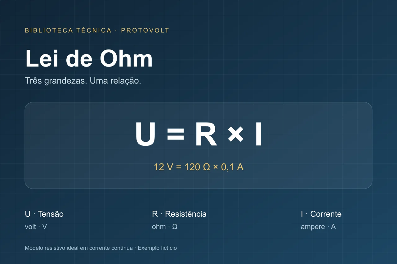 Ilustração conceitual de apoio ao tema: Lei de Ohm: como calcular tensão, corrente e resistência; não representa obra ou instalação real